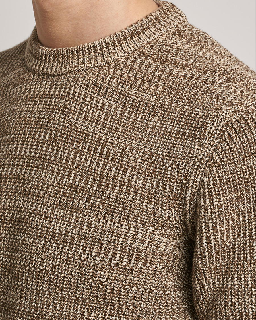 Mies | Puserot | Altea | Rib Cotton Sweater Brown Melange