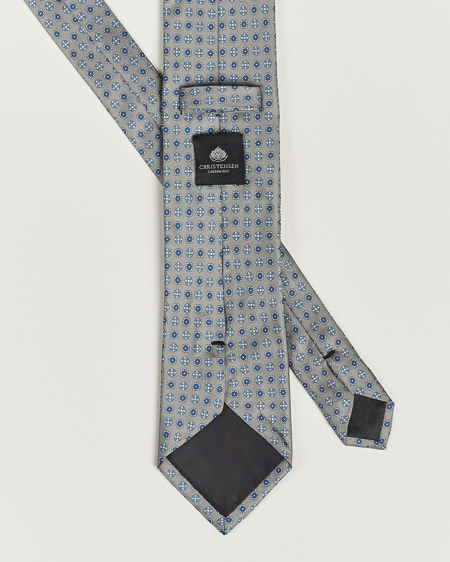 Mies | Solmiot | Amanda Christensen | Box Set Silk Twill 8cm Tie With Pocket Square Grey