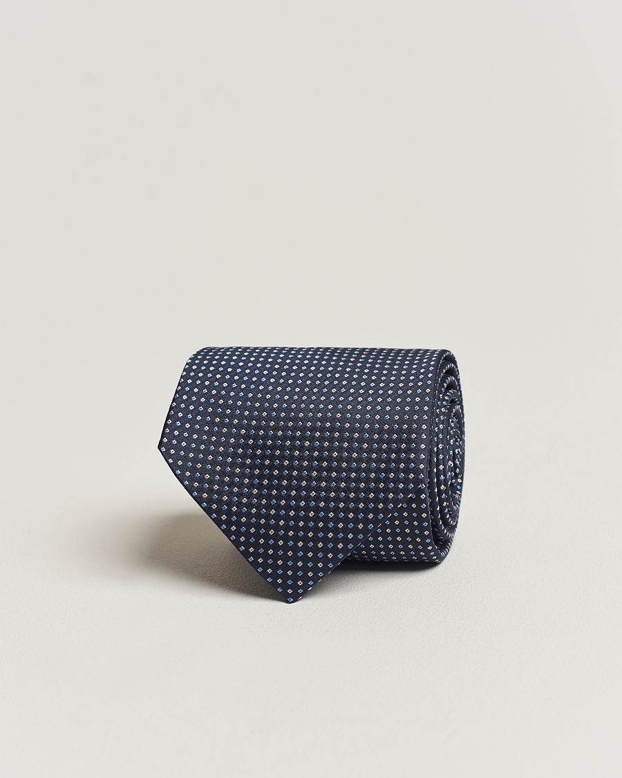 Mies | Amanda Christensen Silk Micro Printed 8cm Tie Navy | Amanda Christensen | Silk Micro Printed 8cm Tie Navy