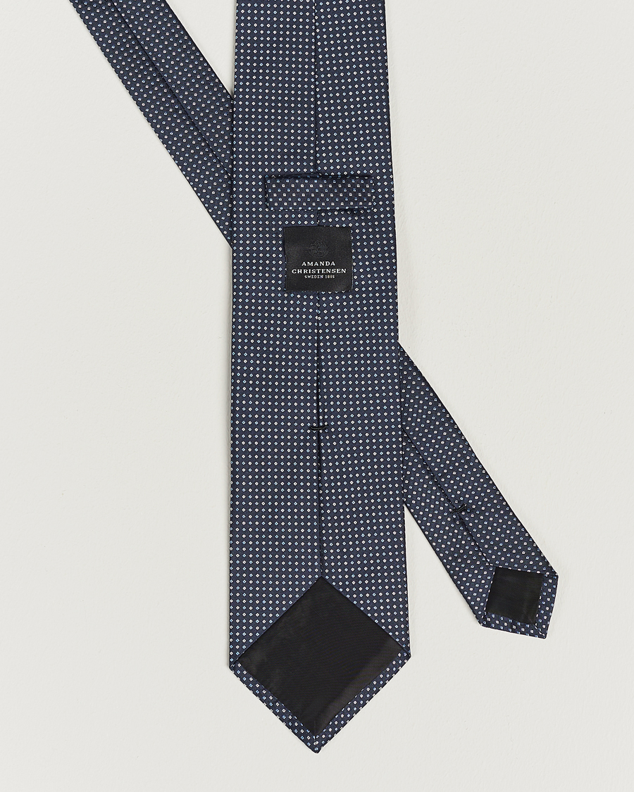 Mies | Amanda Christensen Silk Micro Printed 8cm Tie Navy | Amanda Christensen | Silk Micro Printed 8cm Tie Navy