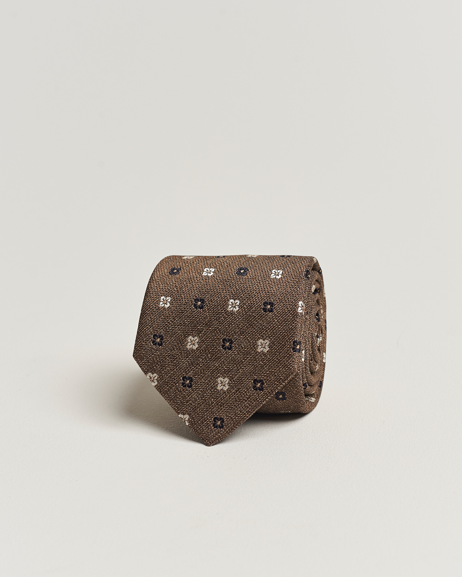 Mies | Amanda Christensen Silk Bouclé Flower 8cm Tie Beige | Amanda Christensen | Silk Bouclé Flower 8cm Tie Beige