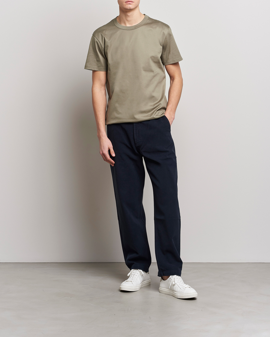 Mies | T-paidat | Bread & Boxers | Heavy Pima Cotton Crew Neck T-Shirt Sage Green