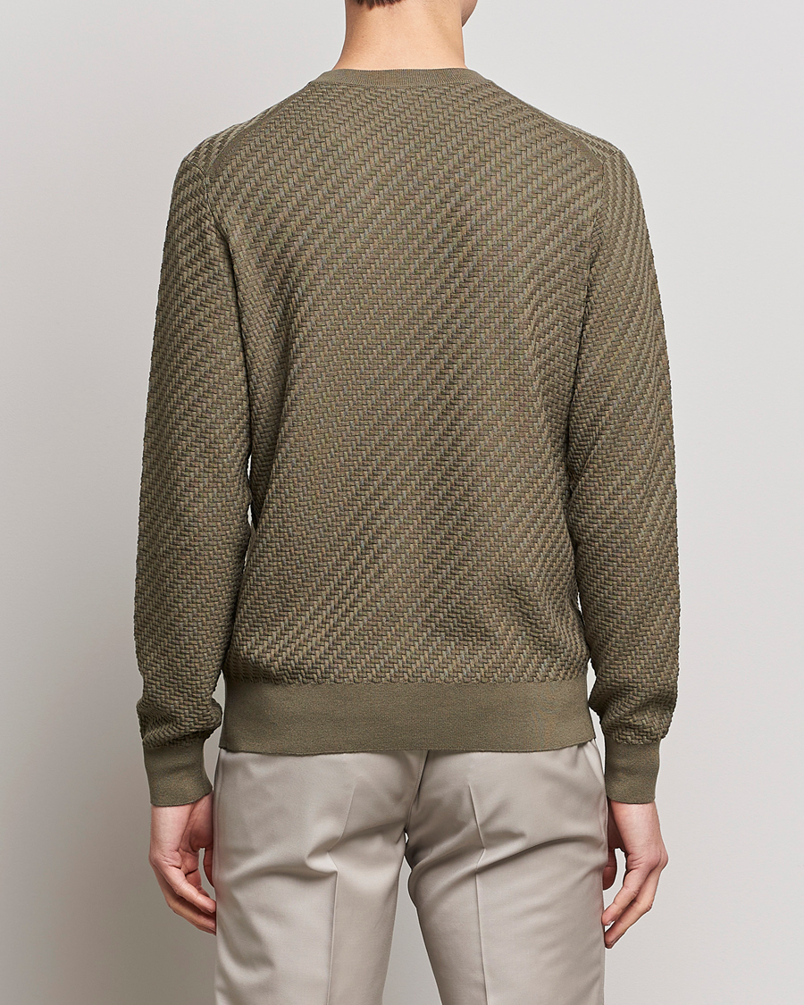 Mies | Puserot | Brioni | Basket Stitch Crew Neck Sweater Olive