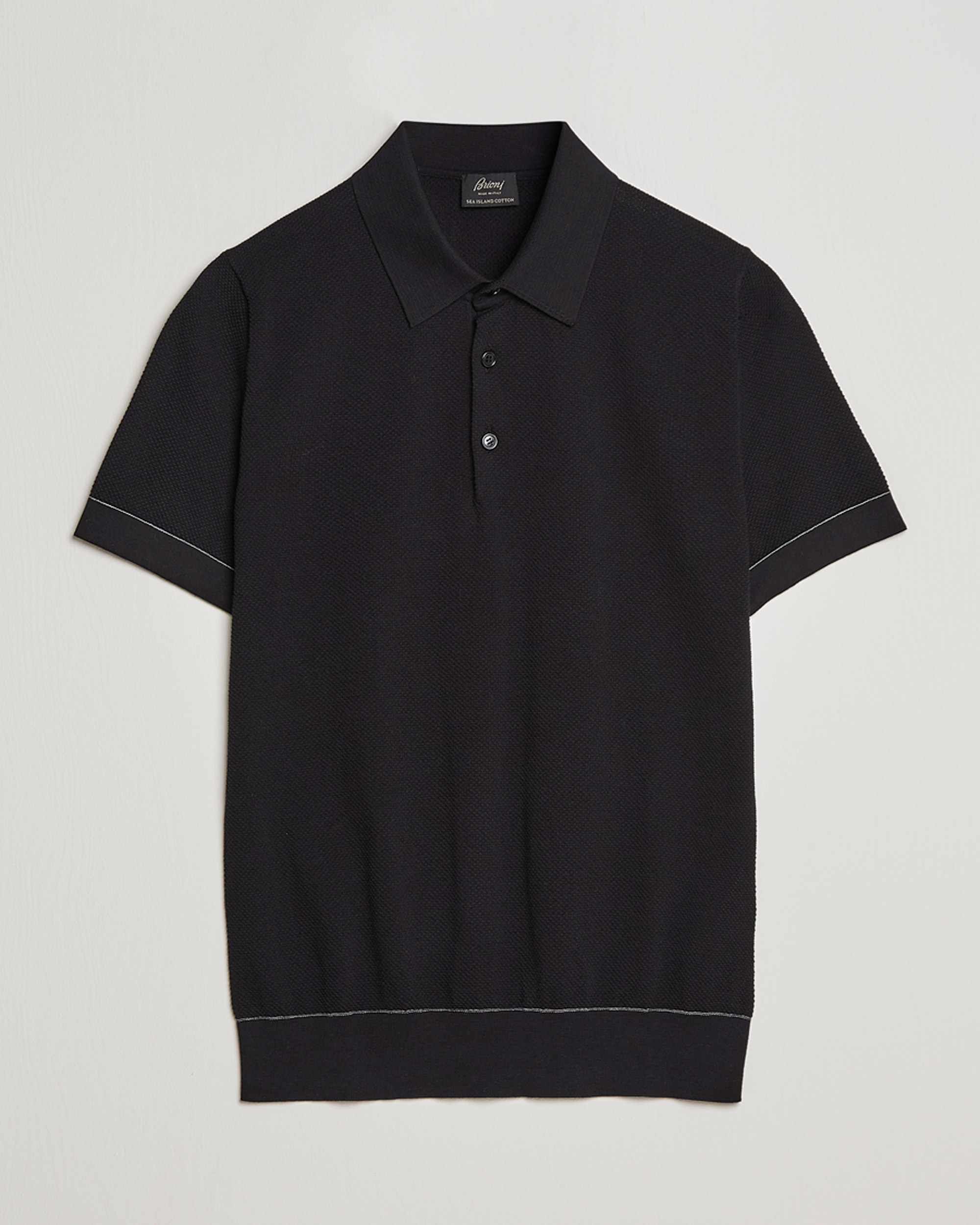 Mies | Puserot | Brioni | Sea Island Knit Polo Black
