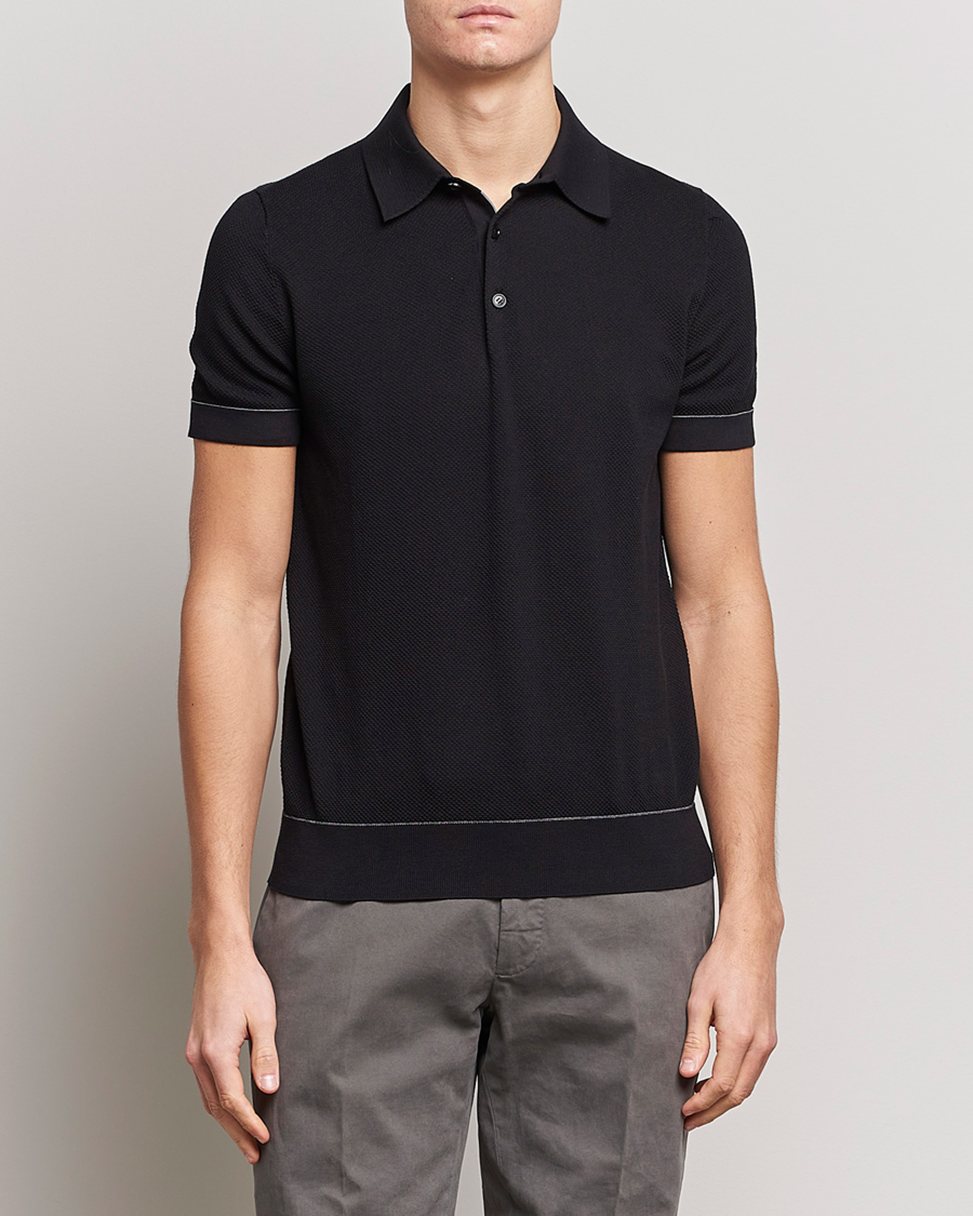 Mies | Puserot | Brioni | Sea Island Knit Polo Black