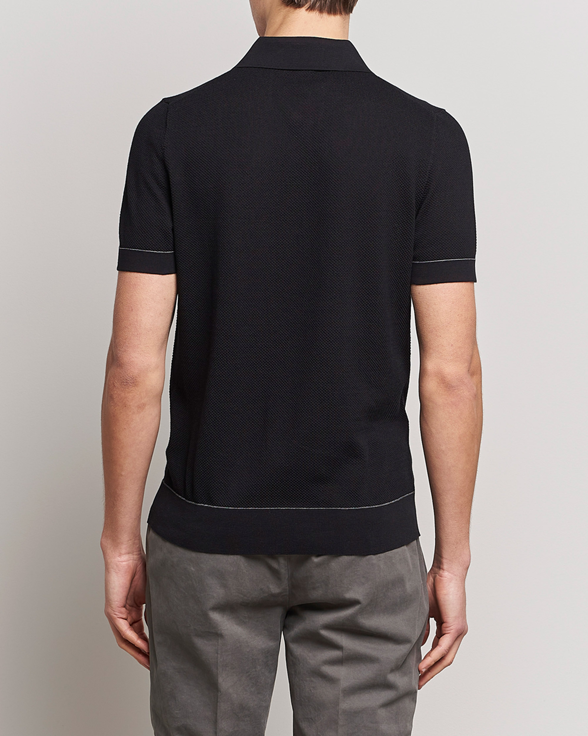 Mies | Puserot | Brioni | Sea Island Knit Polo Black