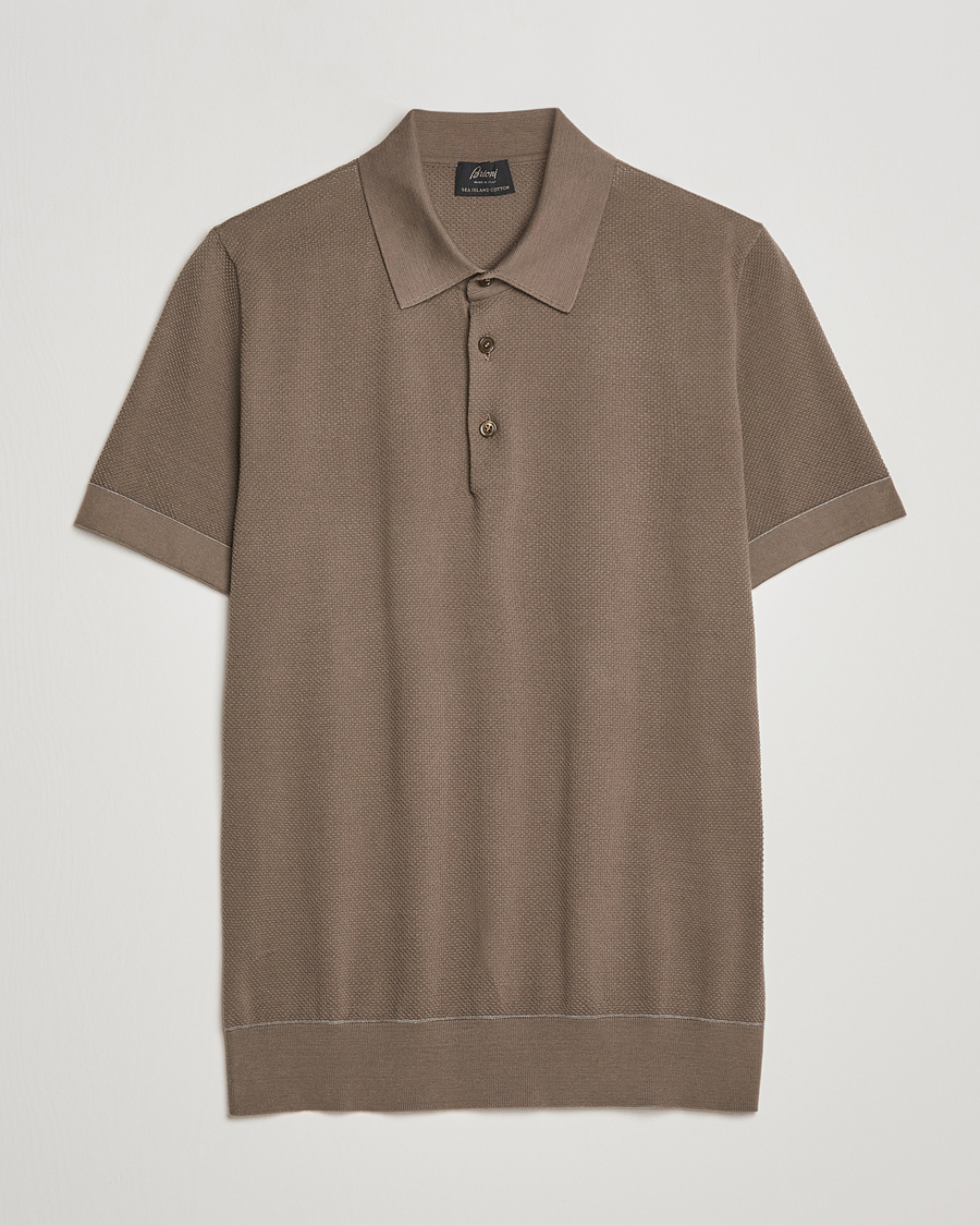 Mies | Puserot | Brioni | Sea Island Knit Polo Olive