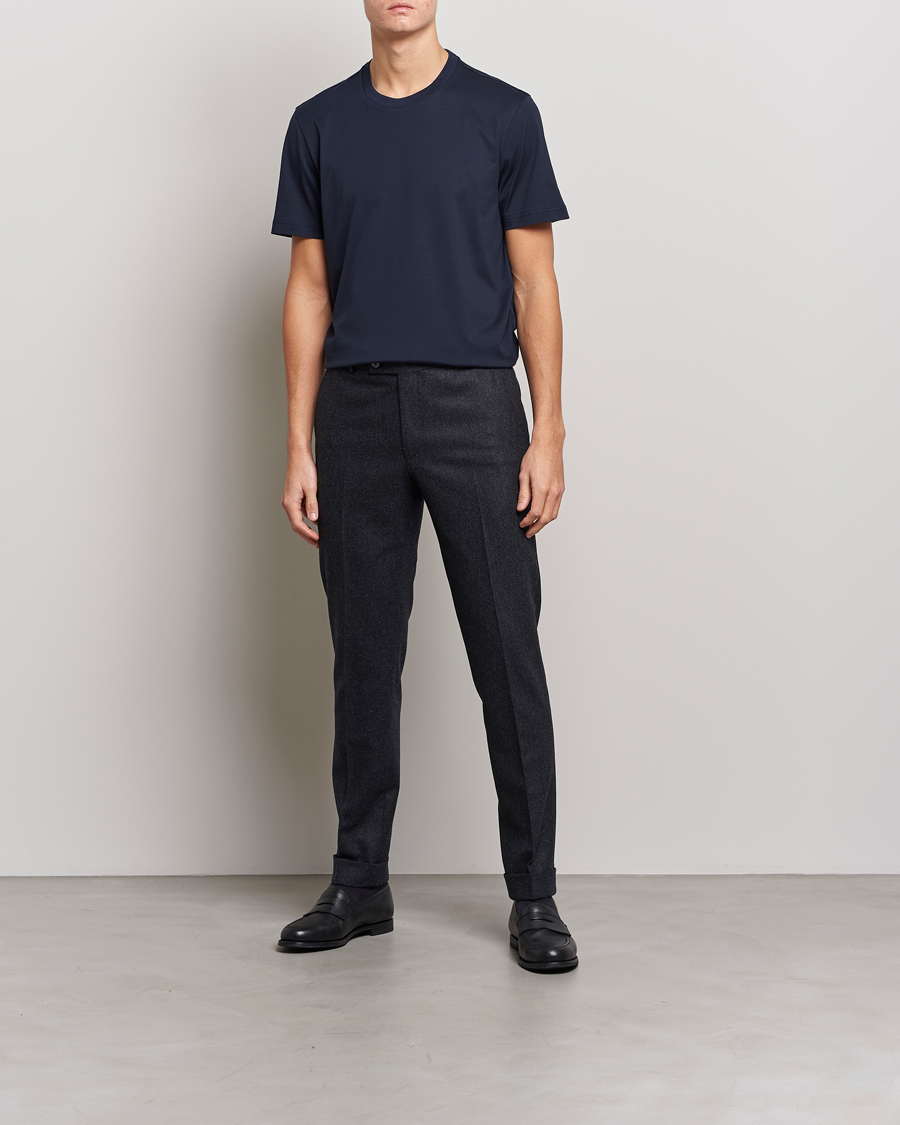 Mies | T-paidat | Brioni | Short Sleeve Cotton T-Shirt Navy