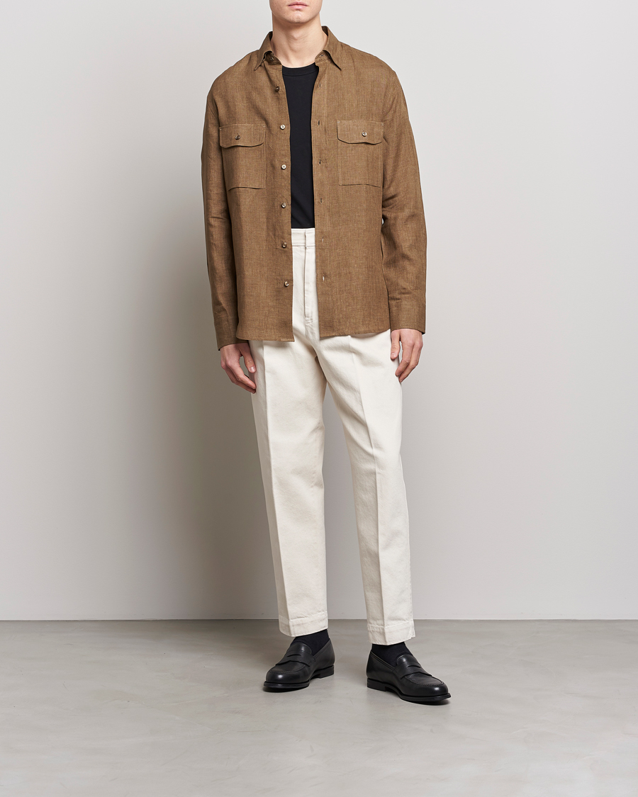 Mies | Kauluspaidat | Brioni | Linen Overshirt Military