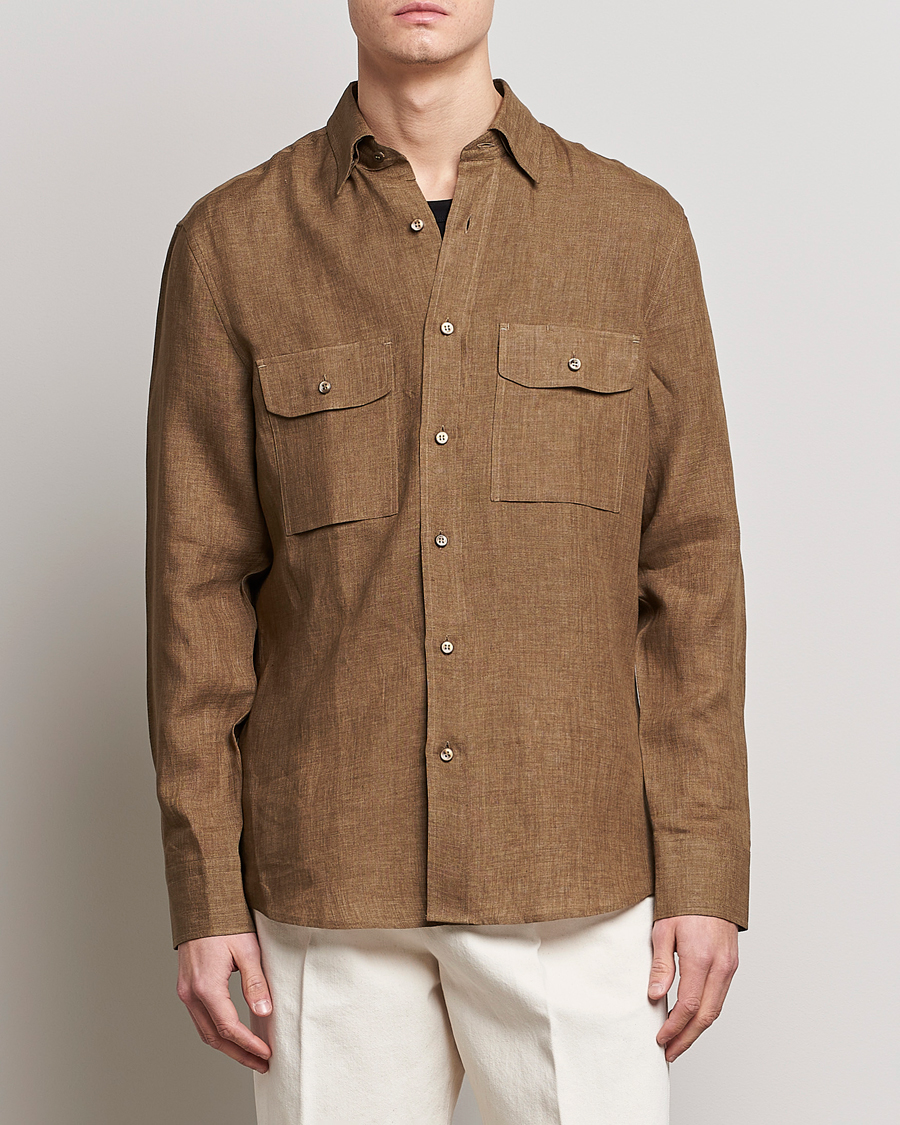 Mies |  | Brioni | Linen Overshirt Military