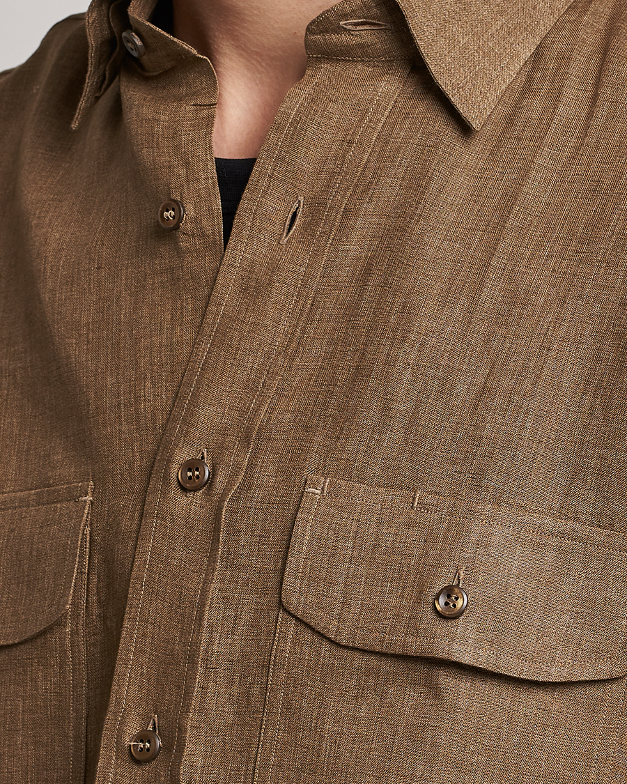 Mies | Kauluspaidat | Brioni | Linen Overshirt Military