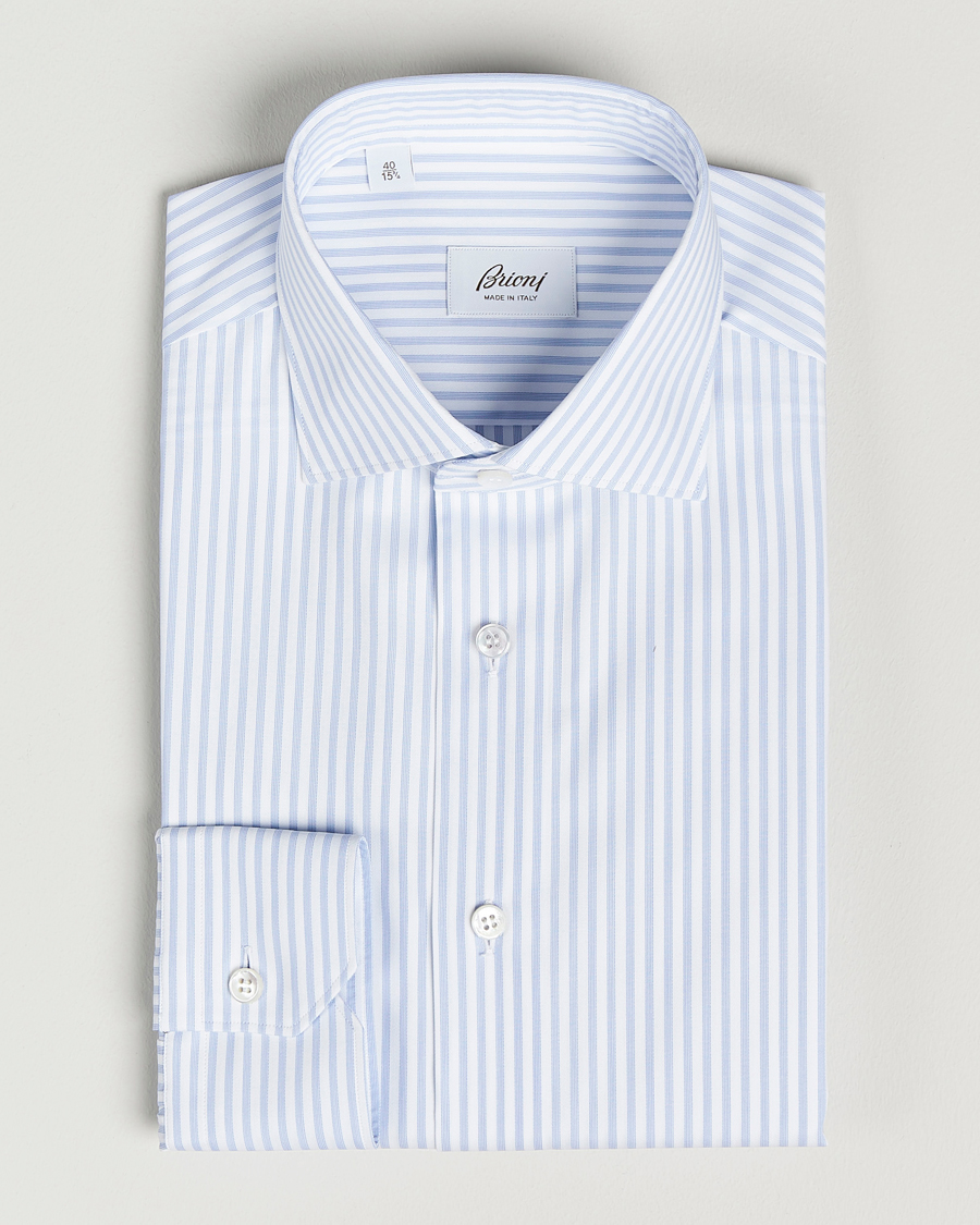 Mies | Kauluspaidat | Brioni | Slim Fit Dress Shirt Light Blue Stripe