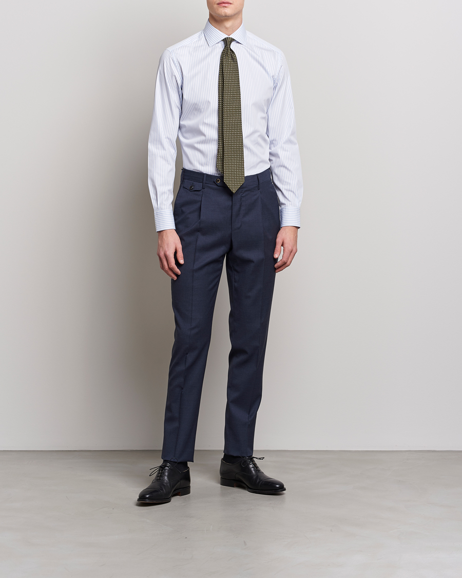 Mies | Kauluspaidat | Brioni | Slim Fit Dress Shirt Light Blue Stripe