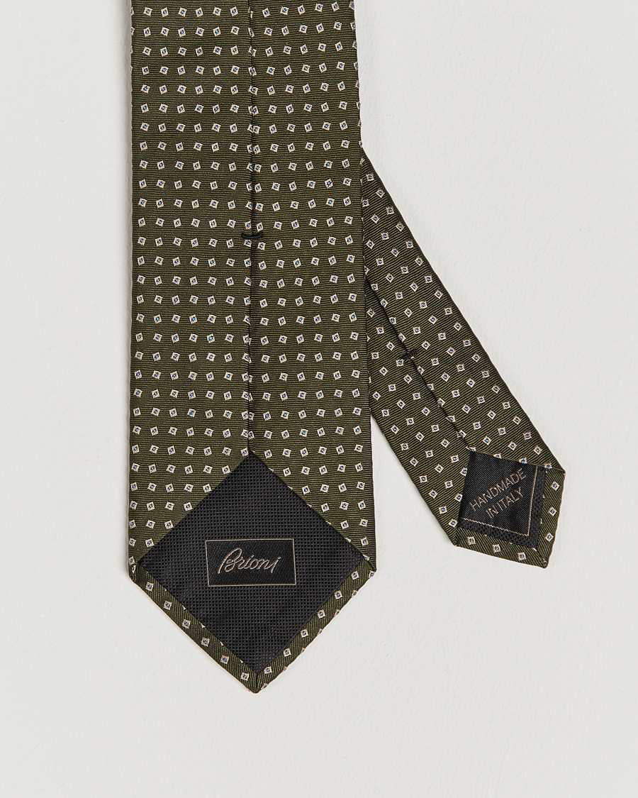 Mies | Brioni Printed Silk Tie Green | Brioni | Printed Silk Tie Green
