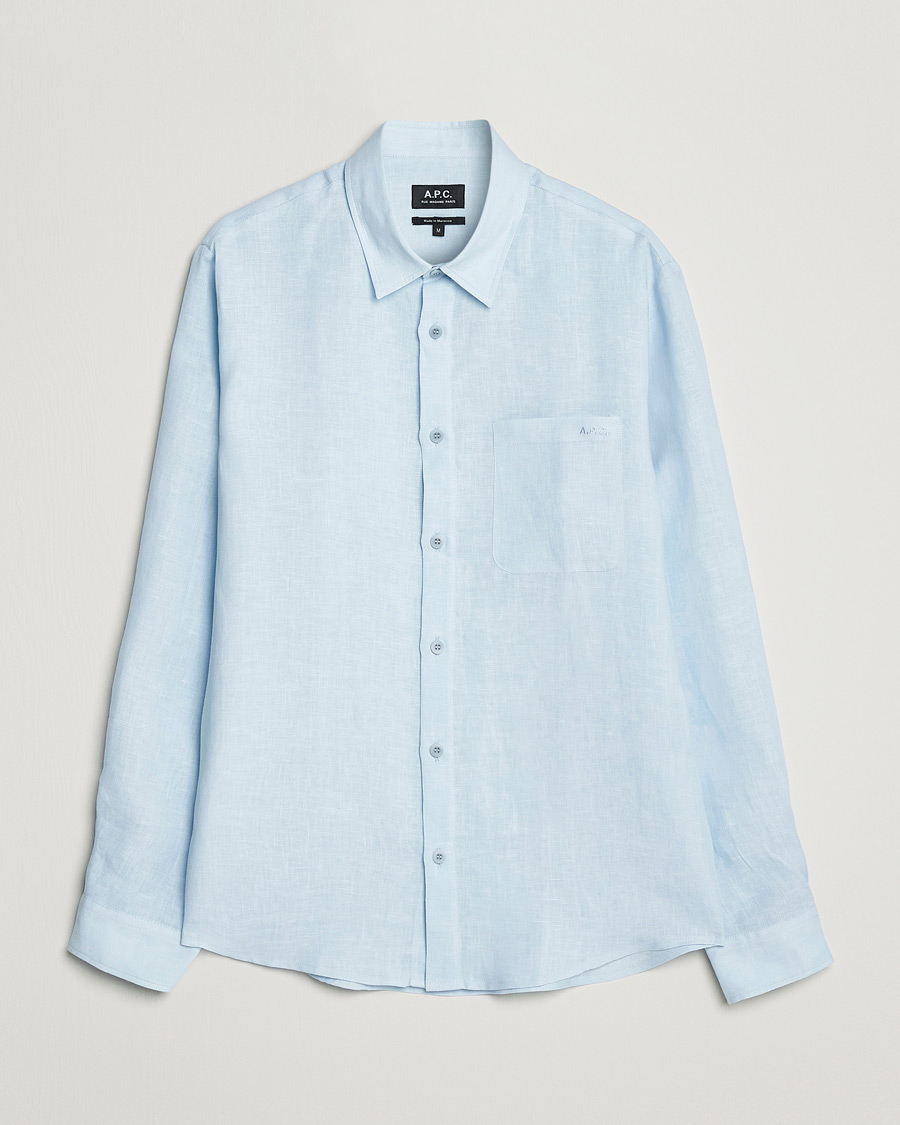 Mies | Kauluspaidat | A.P.C. | Cassel Linen Shirt Light Blue