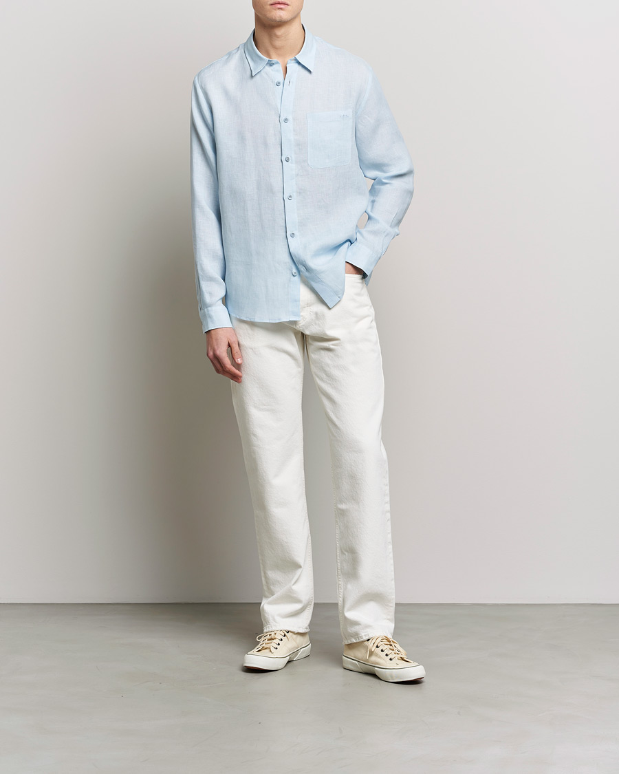 Mies | Kauluspaidat | A.P.C. | Cassel Linen Shirt Light Blue
