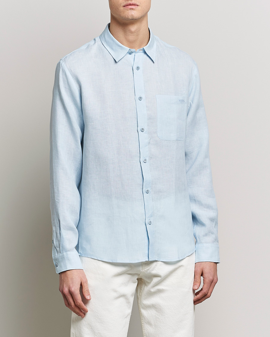 Mies | Pellavan paluu | A.P.C. | Cassel Linen Shirt Light Blue