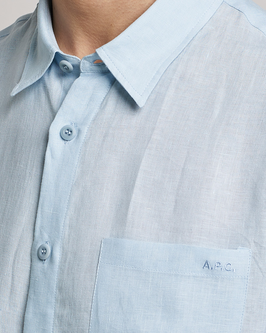 Mies | Kauluspaidat | A.P.C. | Cassel Linen Shirt Light Blue