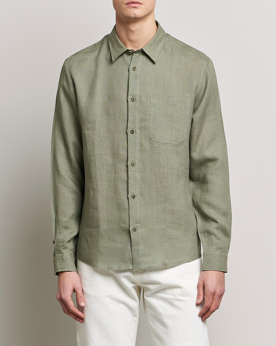 Mies | Pellavapaidat | A.P.C. | Cassel Linen Shirt Light Olive