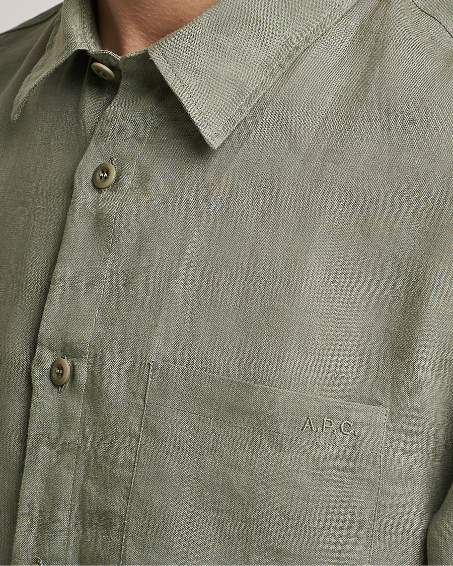 Mies | Kauluspaidat | A.P.C. | Cassel Linen Shirt Light Olive
