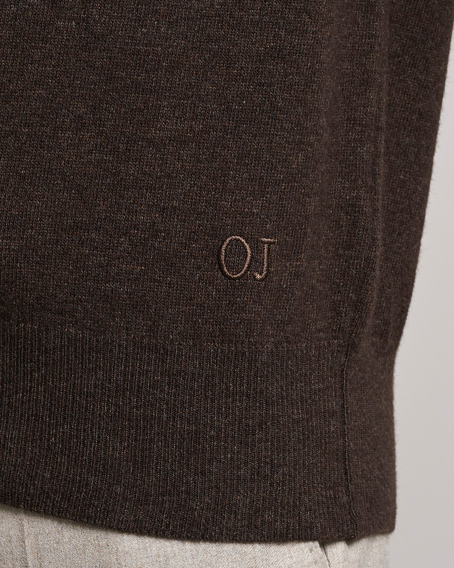 Mies | Puserot | Oscar Jacobson | Gustaf Lambswool Raglan Crew Neck Dark Brown
