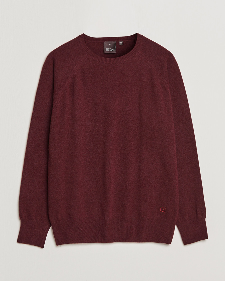 Mies | Puserot | Oscar Jacobson | Gustaf Lambswool Raglan Crew Neck Burgundy