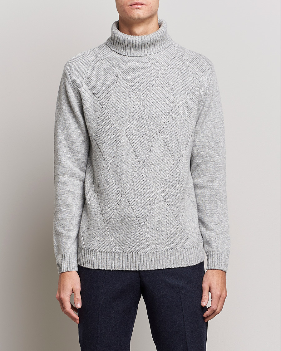 Mies |  | Oscar Jacobson | Lyle Wool/Cashmere Structured Rollneck Light Grey