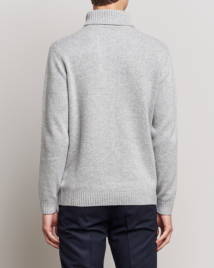 Mies | Puserot | Oscar Jacobson | Lyle Wool/Cashmere Structured Rollneck Light Grey
