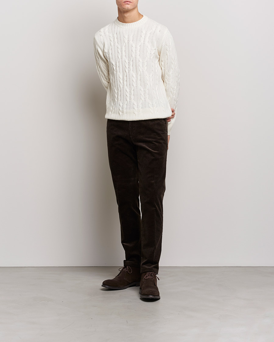 Mies | Puserot | Oscar Jacobson | Emmet Wool/Cashmere Structured Crew Neck Off White