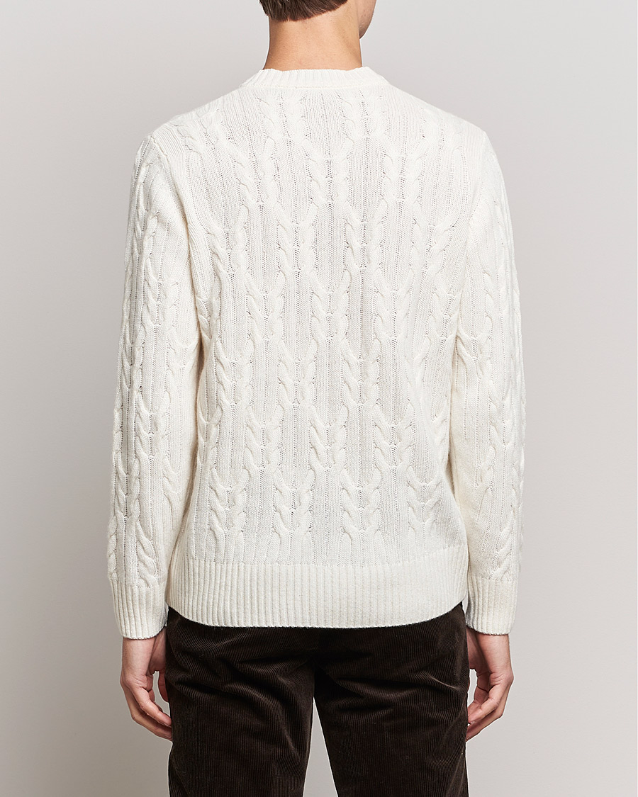 Mies | Puserot | Oscar Jacobson | Emmet Wool/Cashmere Structured Crew Neck Off White