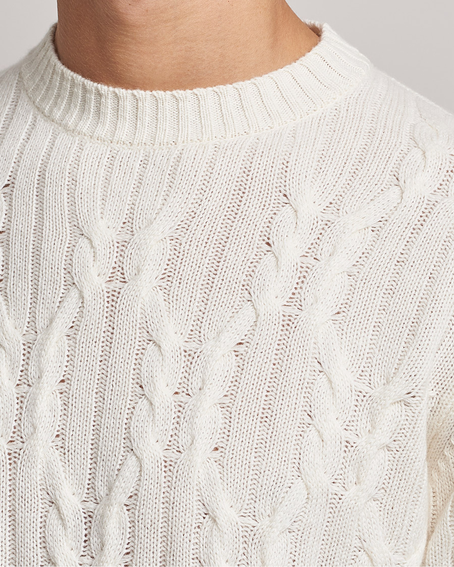 Mies | Puserot | Oscar Jacobson | Emmet Wool/Cashmere Structured Crew Neck Off White