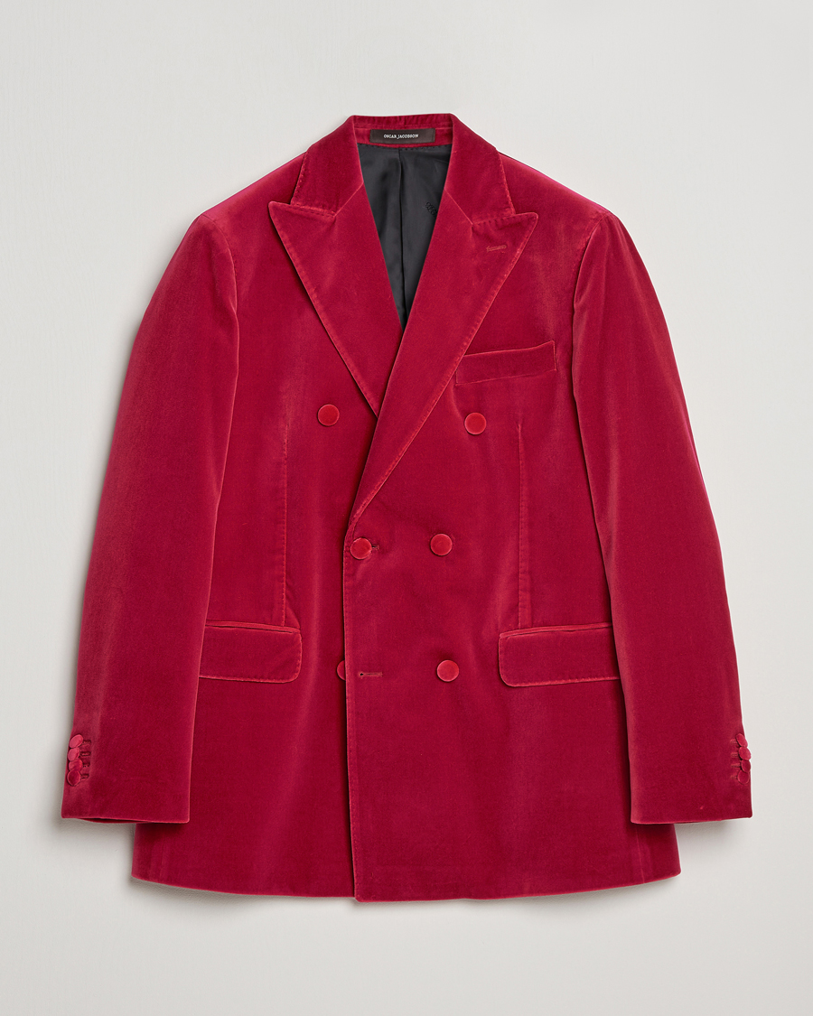Mies | Pikkutakit | Oscar Jacobson | Farris Double Breasted Velvet Blazer Pink Berries