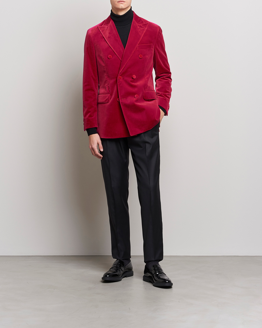 Mies | Pikkutakit | Oscar Jacobson | Farris Double Breasted Velvet Blazer Pink Berries