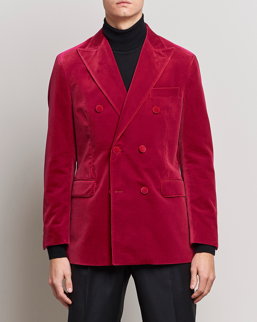 Mies | Pikkutakit | Oscar Jacobson | Farris Double Breasted Velvet Blazer Pink Berries