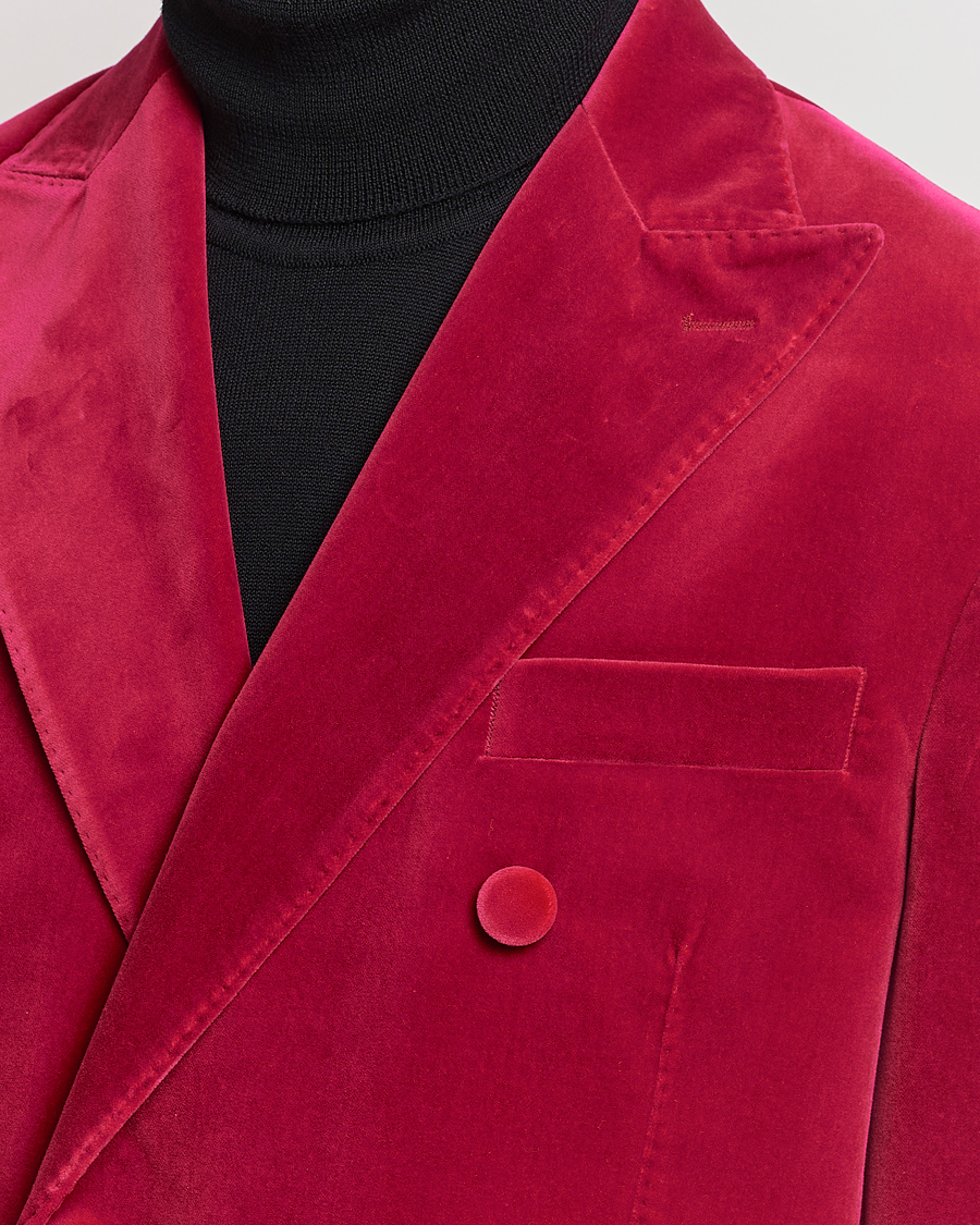 Mies | Pikkutakit | Oscar Jacobson | Farris Double Breasted Velvet Blazer Pink Berries