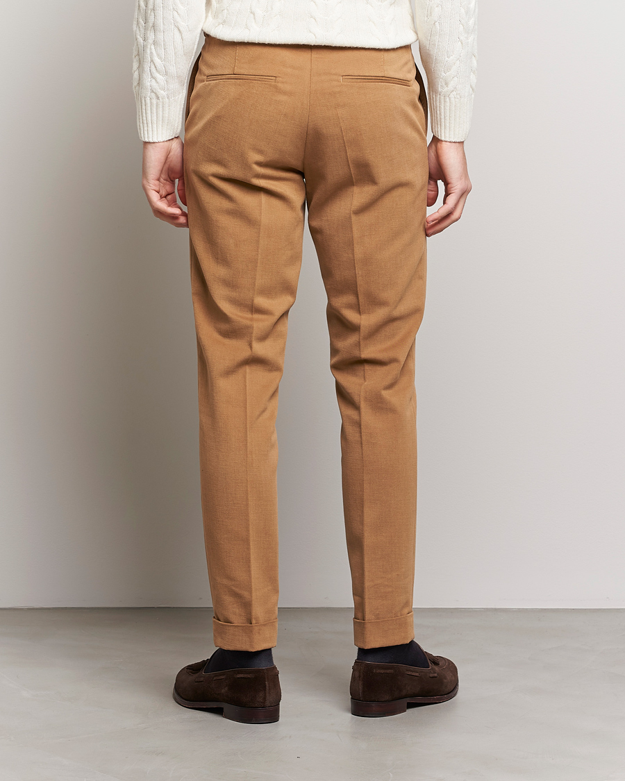 Mies | Housut | Oscar Jacobson | Denz Brushed Cotton Turn Up Trousers Beige