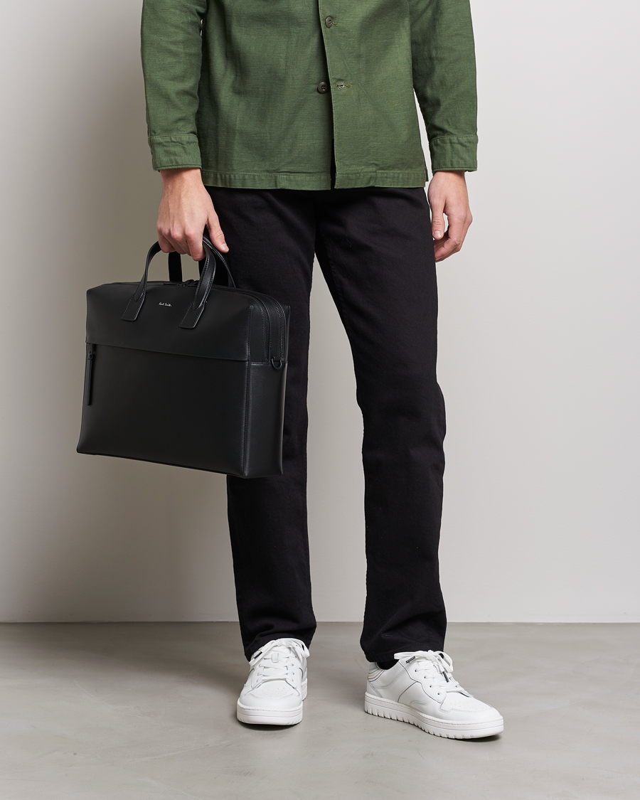 Mies |  | Paul Smith | Leather Double Zip Shoulder Bag Black