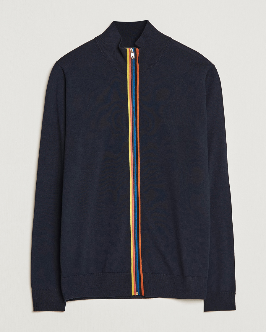 Mies | Puserot | Paul Smith | Full Zip Stripe Wool Cardigan Navy