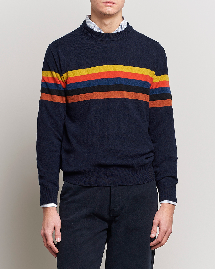Mies |  | Paul Smith | Wool Stripe Knitted Crew Neck Navy
