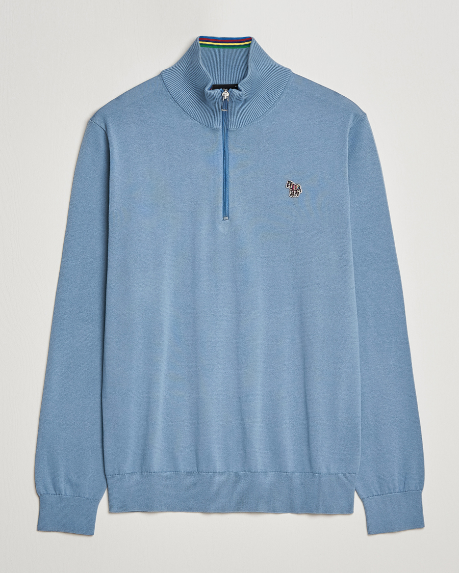Mies | Puserot | PS Paul Smith | Zebra Organic Cotton Knitted Half Zip Light Blue