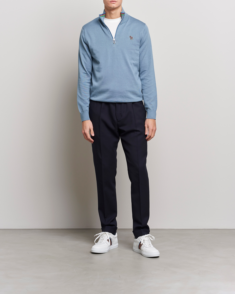 Mies | Puserot | PS Paul Smith | Zebra Organic Cotton Knitted Half Zip Light Blue