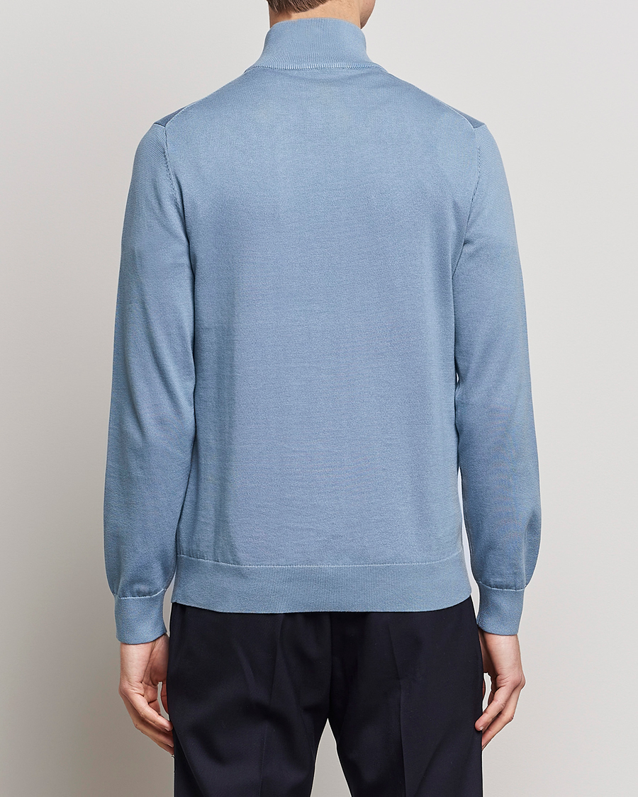 Mies | Puserot | PS Paul Smith | Zebra Organic Cotton Knitted Half Zip Light Blue