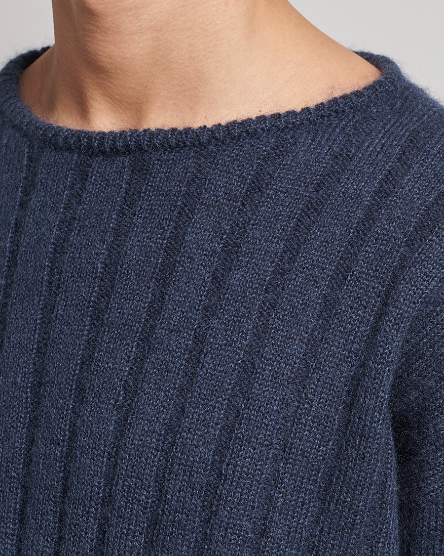 Mies | Puserot | Giorgio Armani | Rib Stitch Mohair Sweater Navy