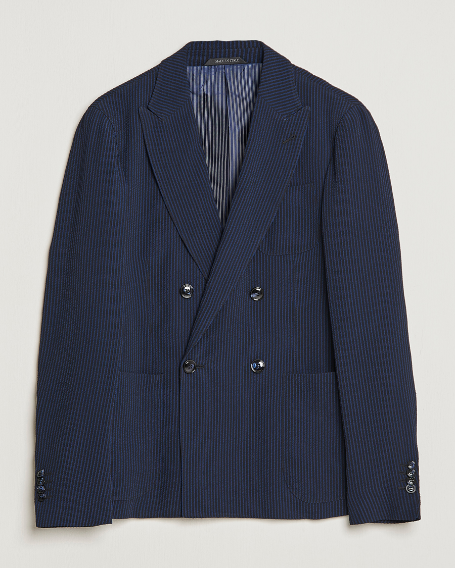 Mies | Pikkutakit | Giorgio Armani | Double Breasted Seersucker Blazer Navy