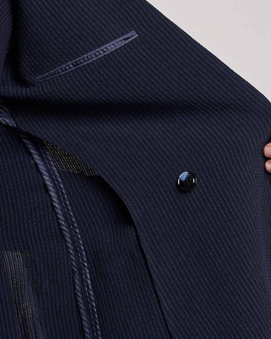 Mies | Pikkutakit | Giorgio Armani | Double Breasted Seersucker Blazer Navy