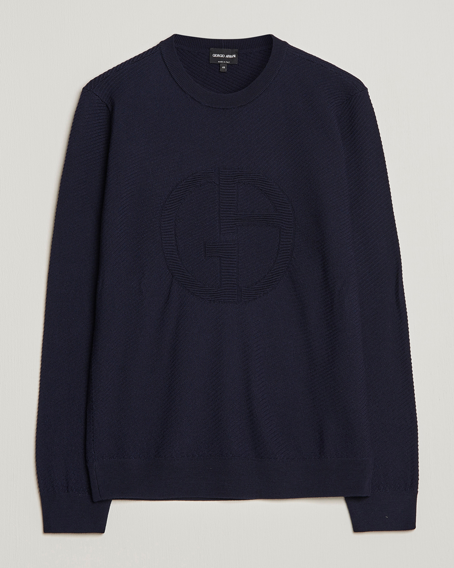 Mies | Puserot | Giorgio Armani | Diagonal Logo Pullover Navy