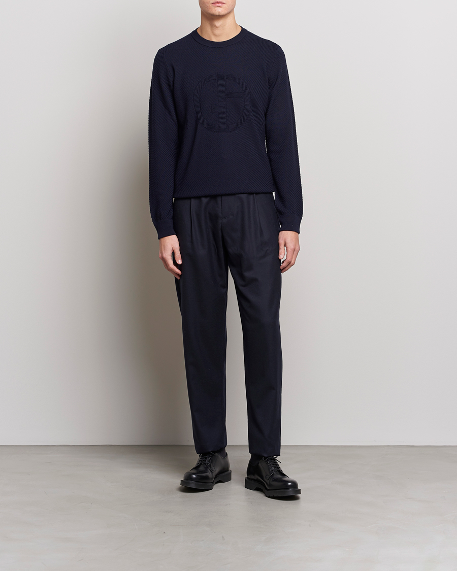 Mies | Puserot | Giorgio Armani | Diagonal Logo Pullover Navy