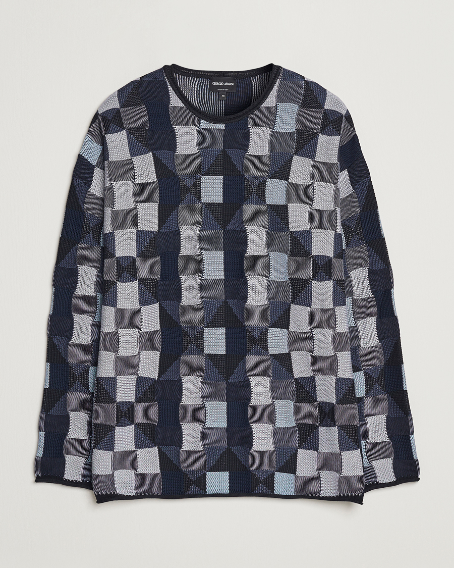 Mies | Puserot | Giorgio Armani | Geometrical Patchwork Sweater Navy/White