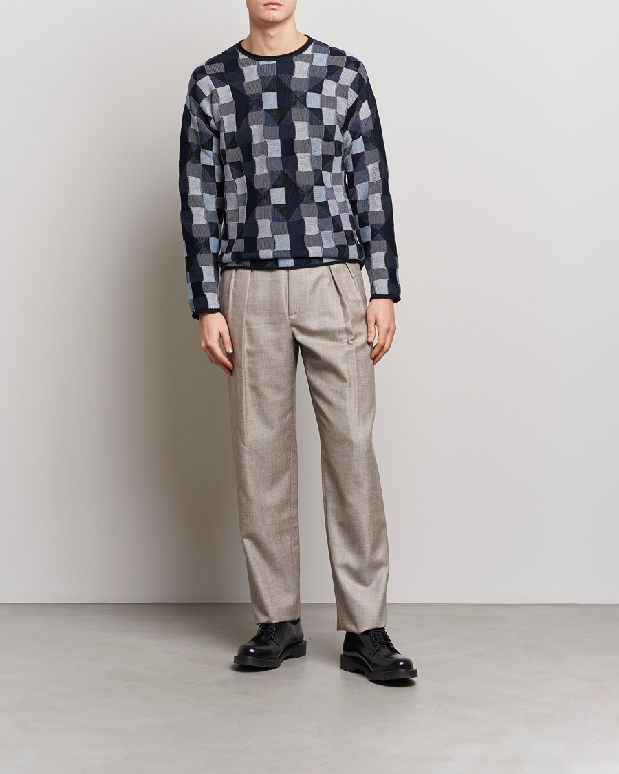 Mies | Puserot | Giorgio Armani | Geometrical Patchwork Sweater Navy/White