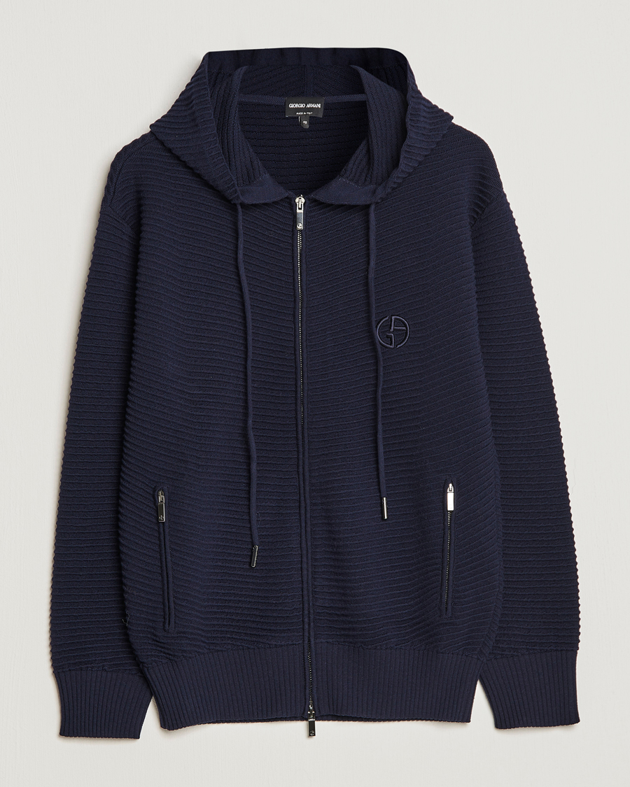 Mies | Puserot | Giorgio Armani | Jacquard Zip Bomber Navy